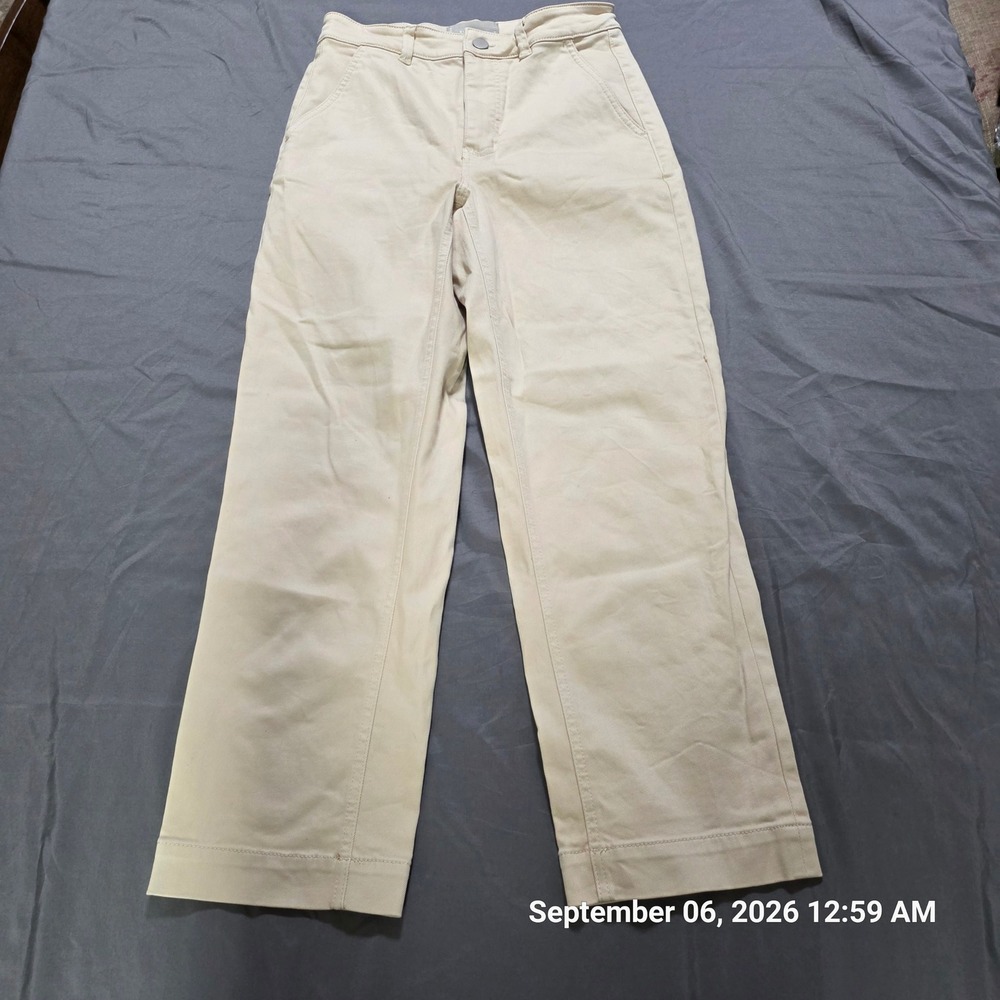 Everlane Women Beige Khaki Straight Leg Cotton Stretch Chino Pants Size 4
